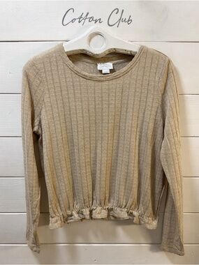 COTTON CLUB Ribbed Knit Top Cream – XL
